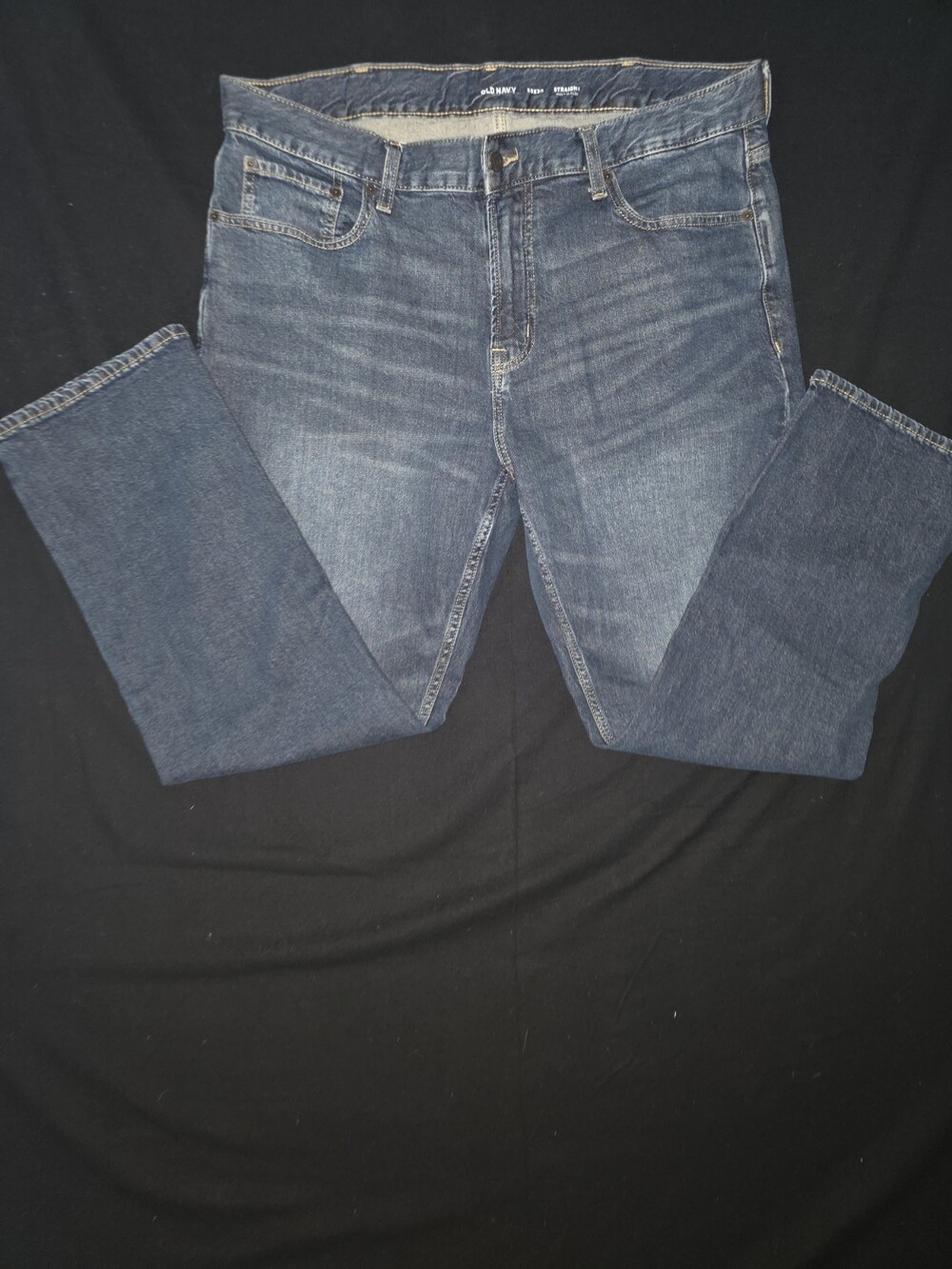 Old Navy Built-In Flex Jeans Men 38x30 Blue Cotton Denim Straight Slim Fit Faded